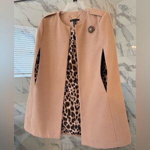 Black Label by Chico's Camel Cape with Leopard Print